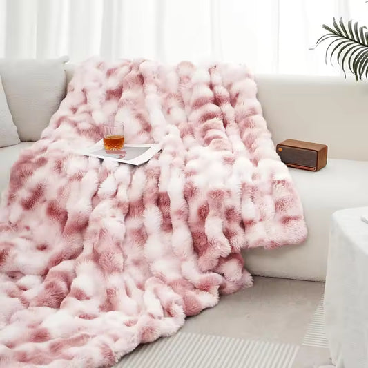 Luxury Faux Rabbit Fur Blanket – Ultra Soft Weighted Throw